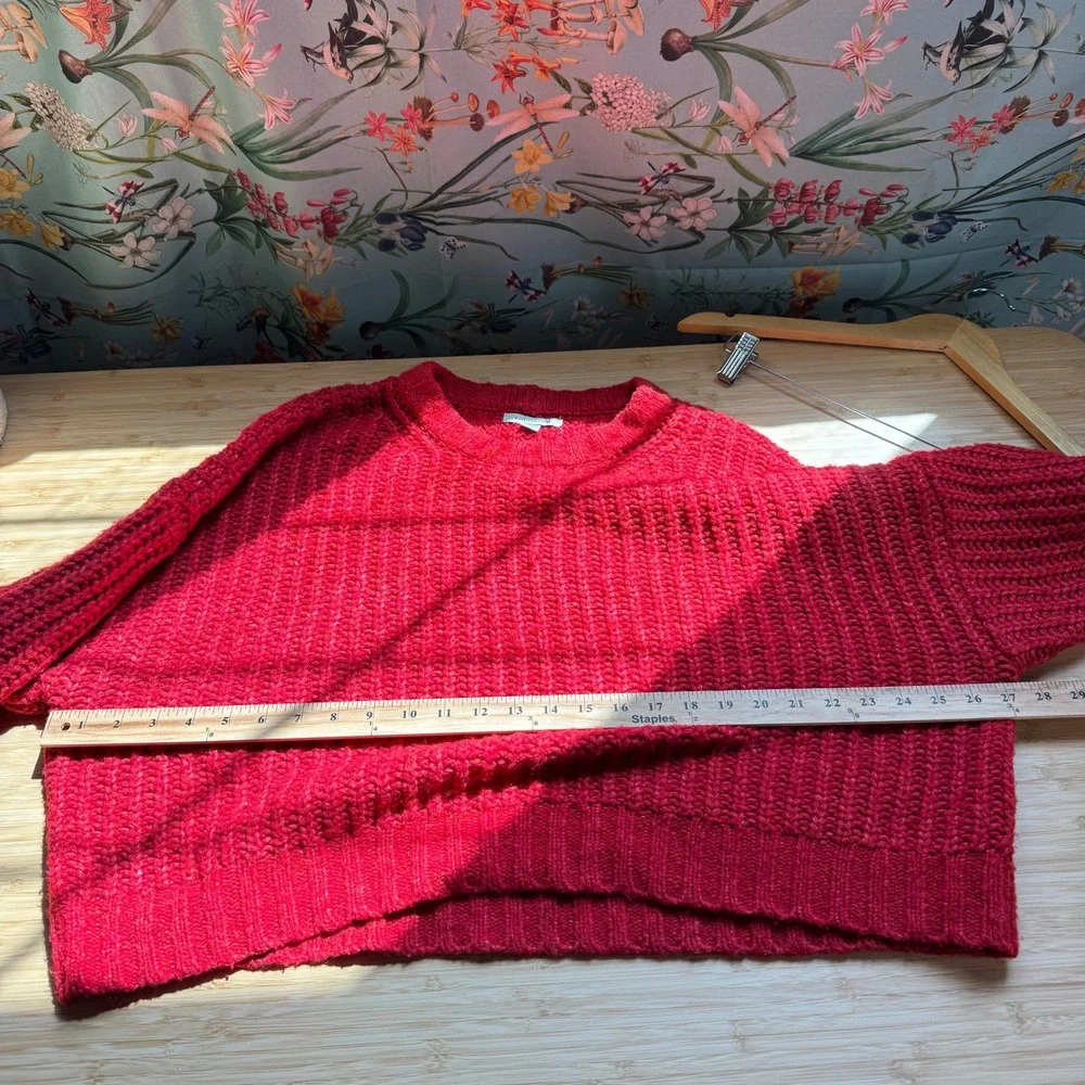 American Eagle Red Chunky Ribbed Knit Cropped Sweater Womens‎ XL Vibrant